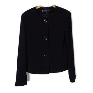 Anne Klein Crew Neck Black Jacket Stretch Size Ten 2624